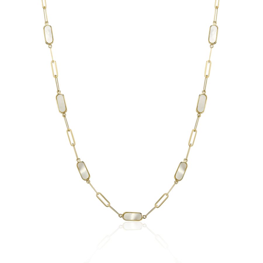 9ct Yellow Gold Mother of Pearl Paper Link Necklace