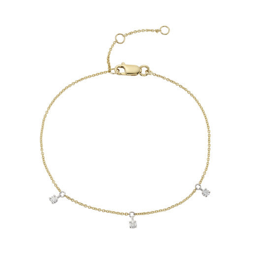 9ct Yellow Gold 3 Diamond Bracelet