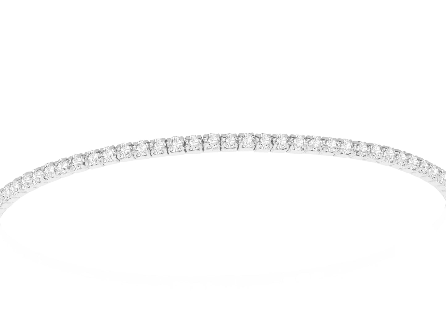 Sterling Silver White Round CZ Stretch Ladies Bracelet
