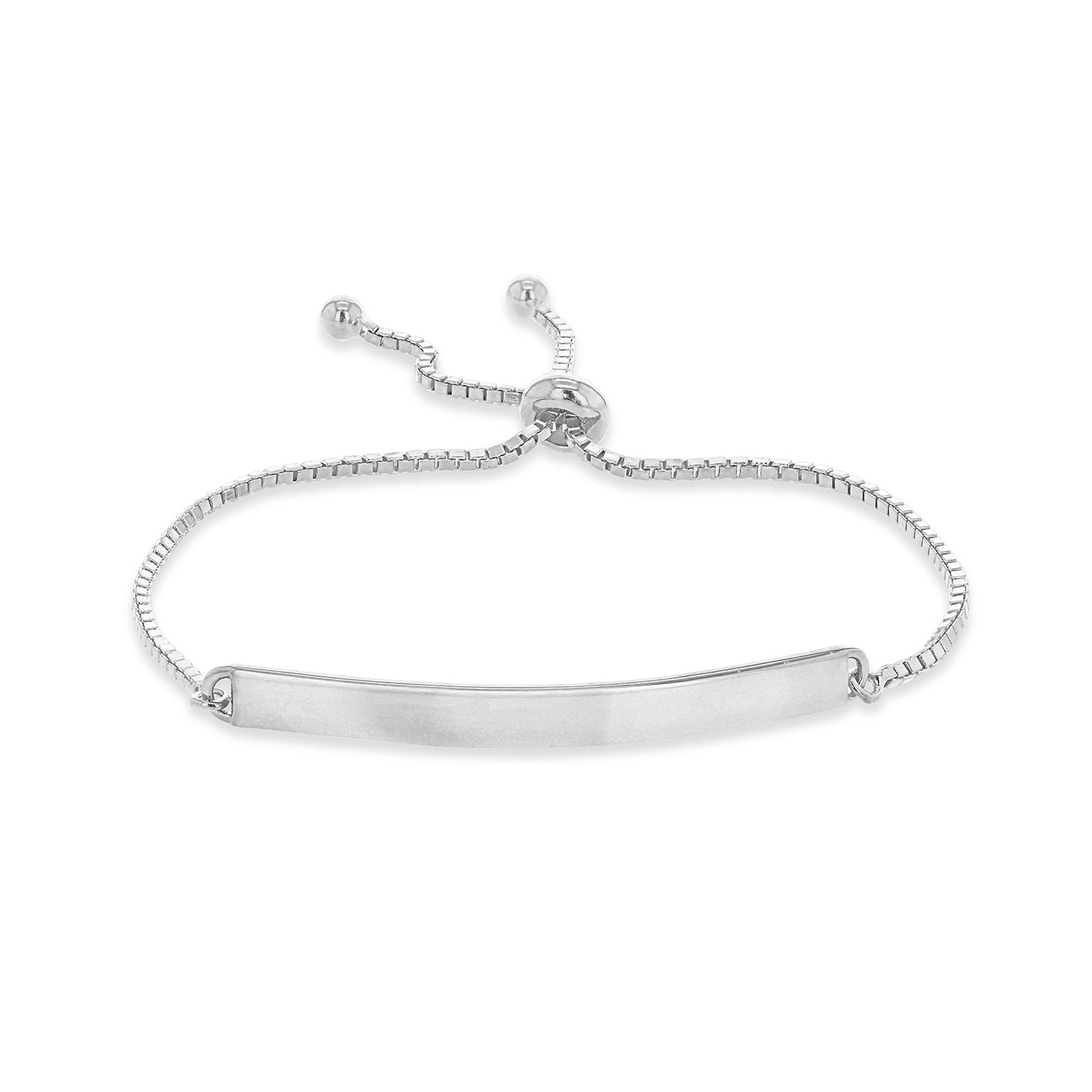 Sterling Silver 4mm Bar Box Chain Slider ID Bracelet