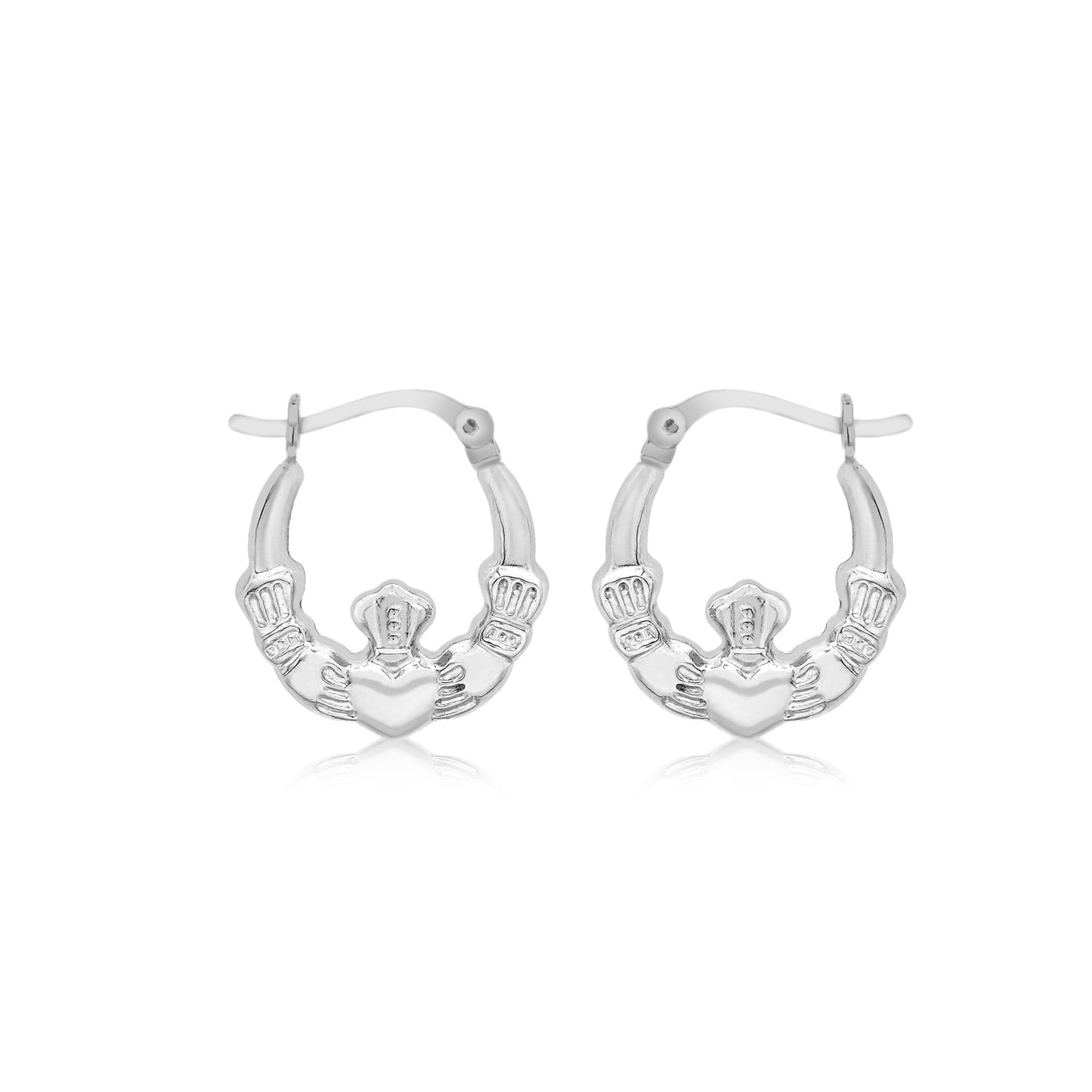 Sterling Silver 20.5mm Claddagh Creole Hoop Earrings