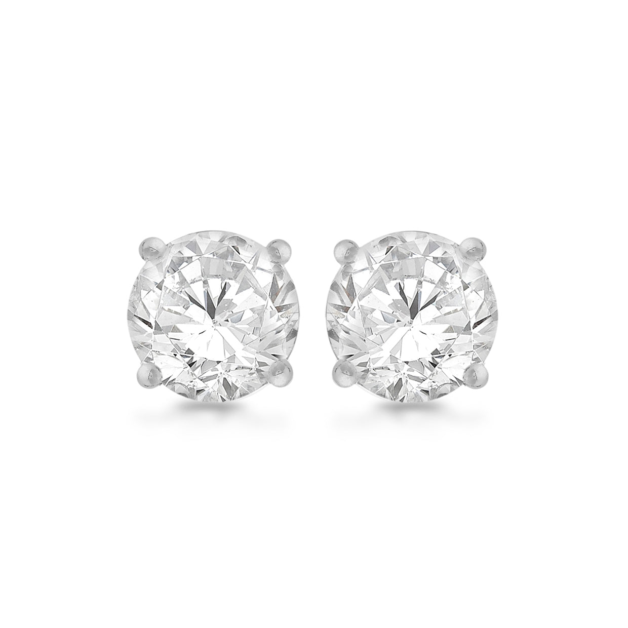 Sterling Silver 5mm Brilliant Round White CZ Stud Earrings
