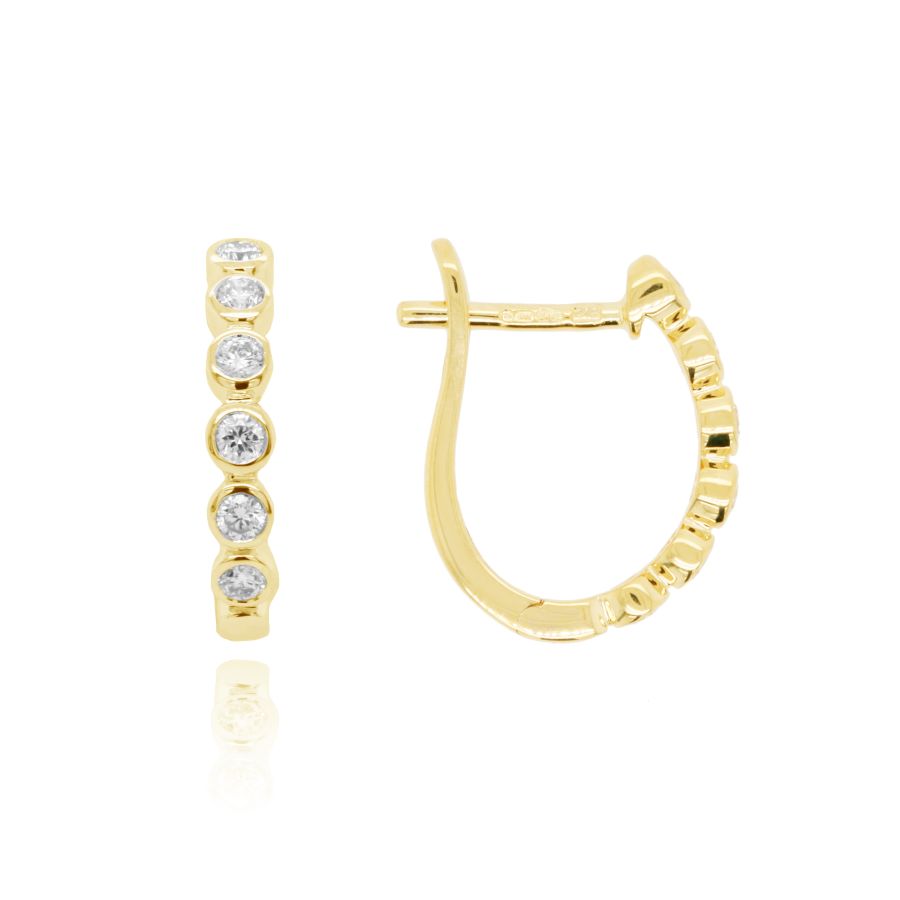 18ct Yellow Gold Bubble Diamond Hoop Earrings 0.23ct