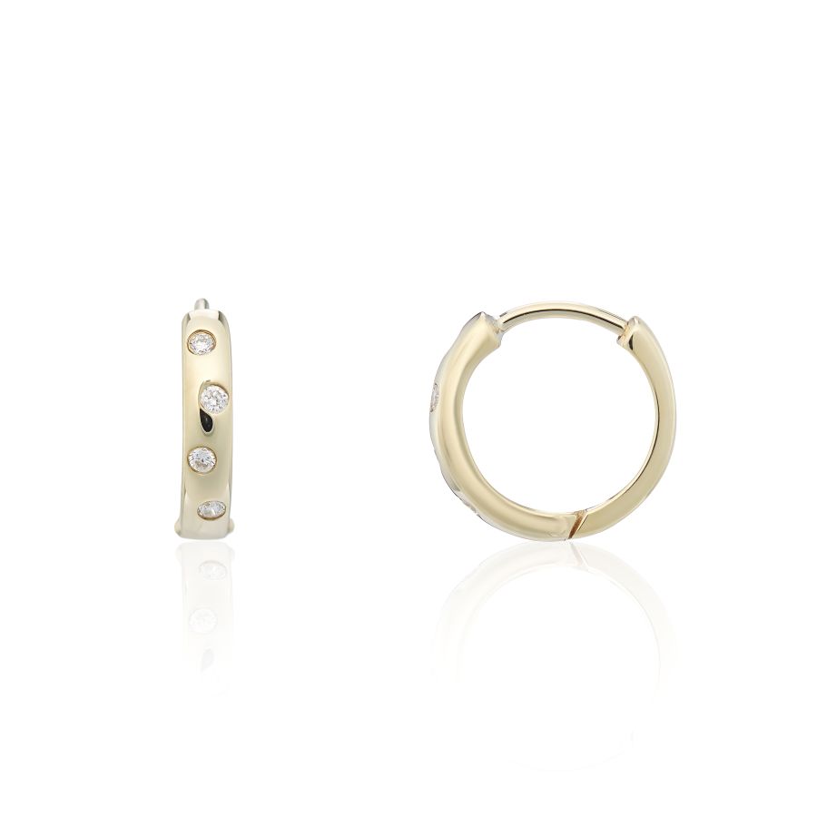 9ct Yellow Gold Diamond Hoop Earrings, 0.06ct