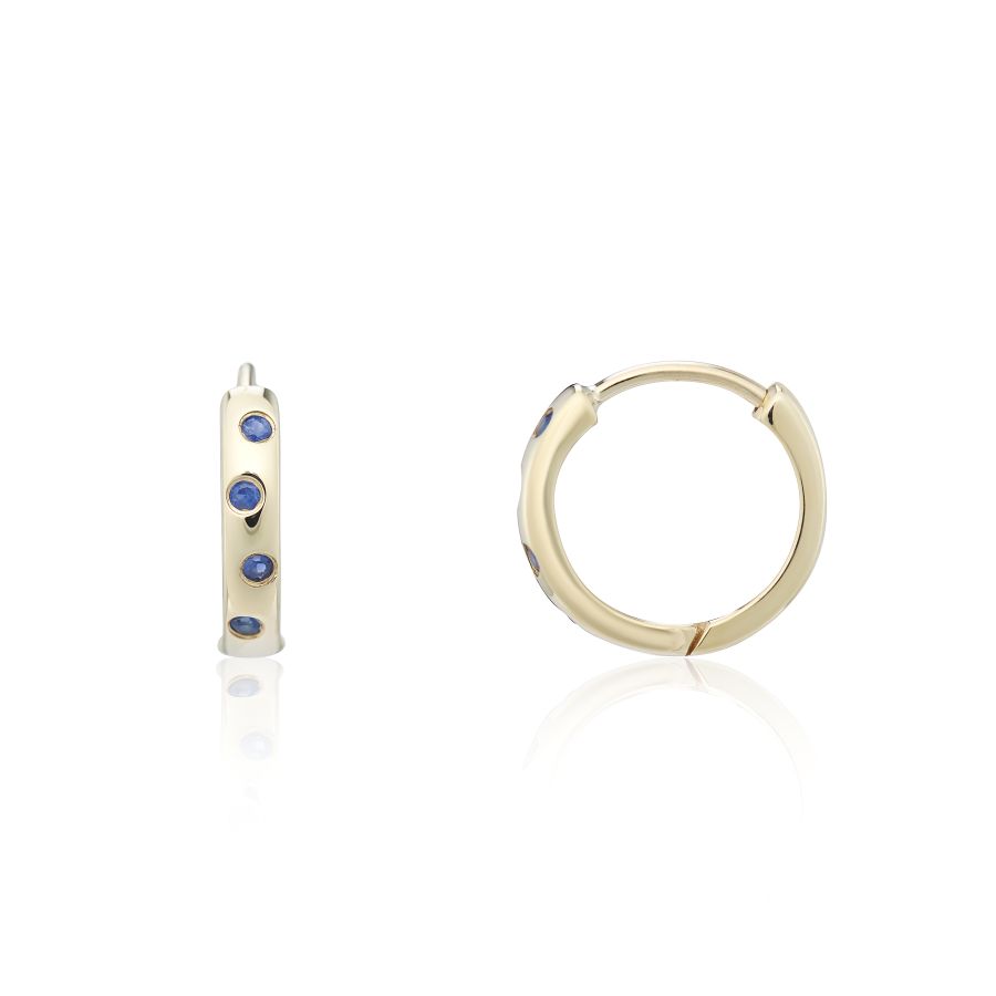 9ct Yellow Gold Sapphire Hoop Earrings