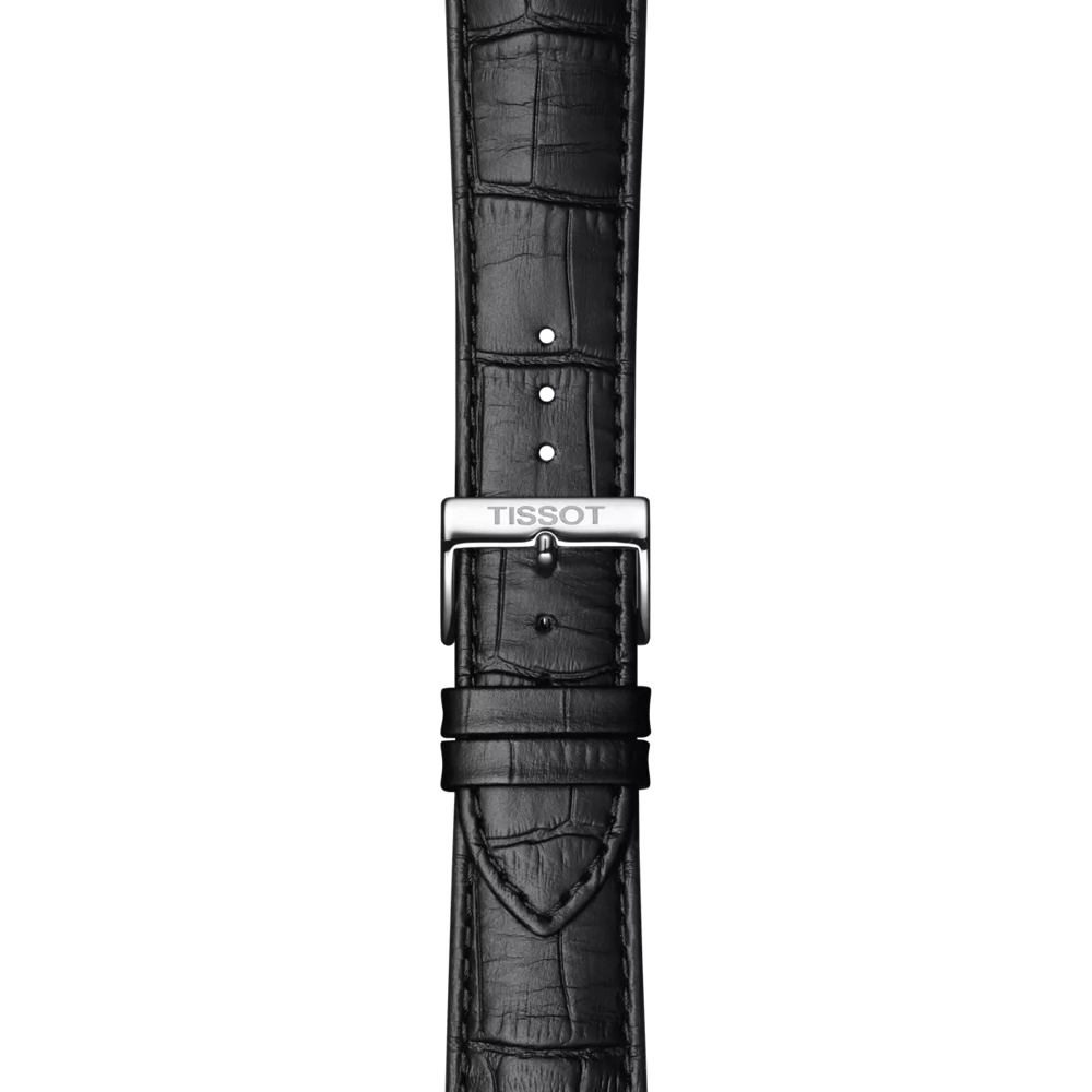 Tissot 42mm Silver Tone Classic Dream, Black & Date Dial, Gents Black Strap Watch