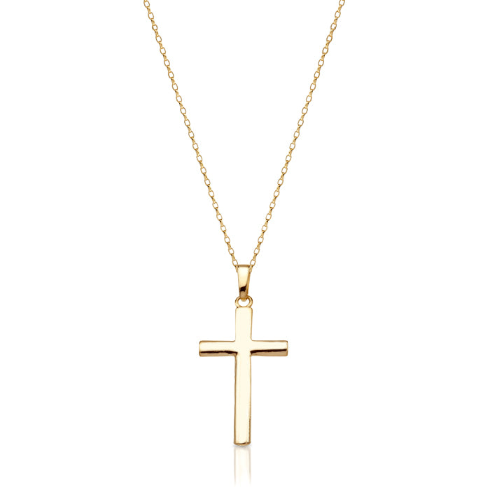 9ct Yellow Gold Cross Pendant Necklace