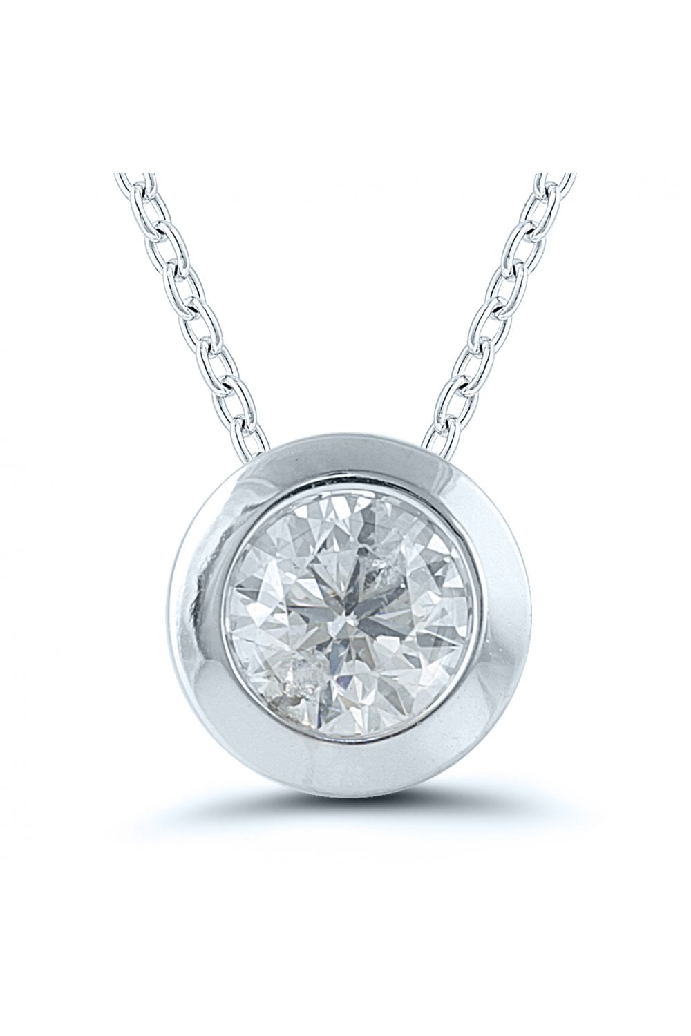 9ct White Gold Bezel Set 0.20ct Diamond Necklace