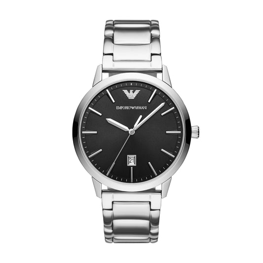 Emporio Armani 43mm Ruggero Black Dial Stainless Steel Watch