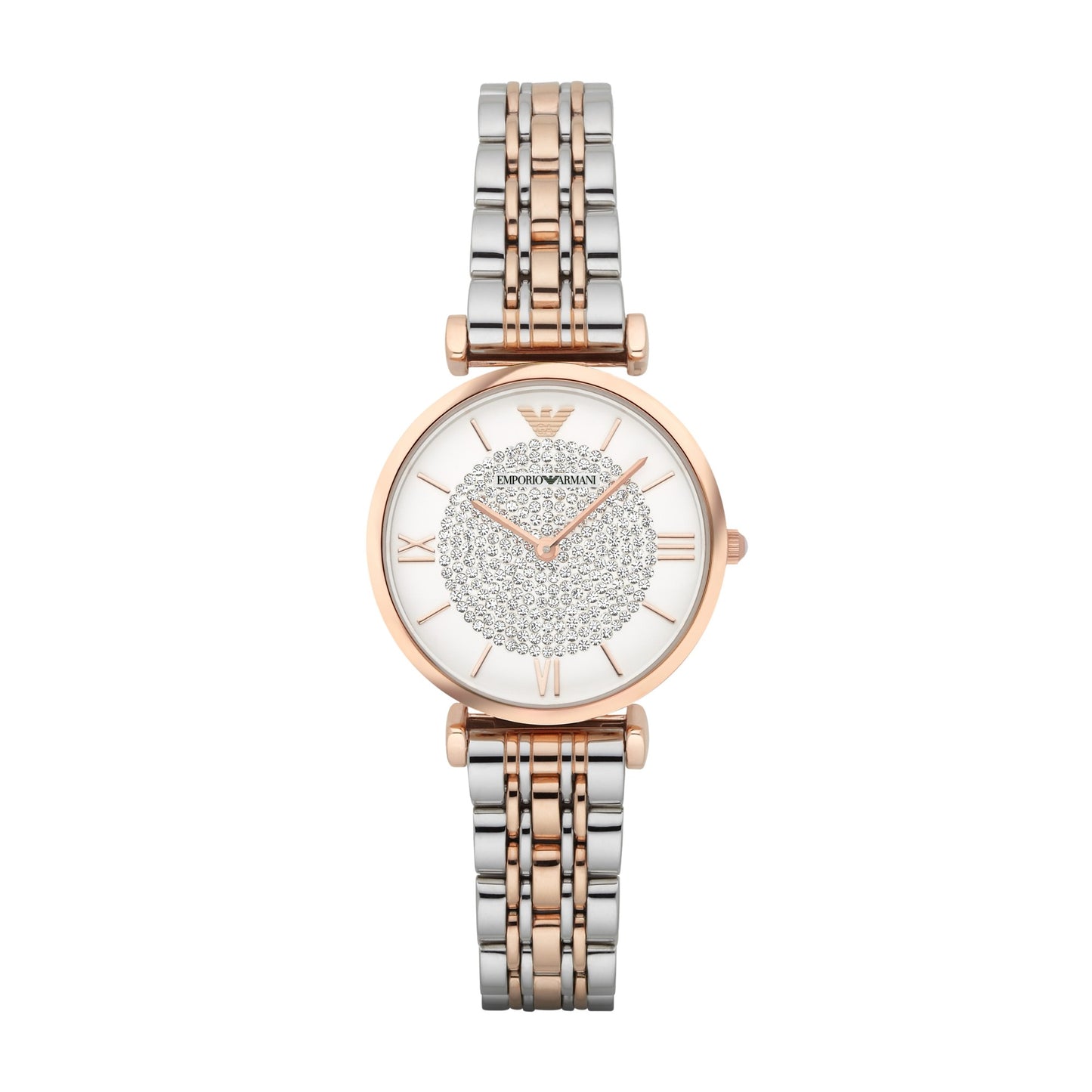 A image of Emporio Armani 32mm Gianni T-Bar Rose & Silver CZ Link Watch