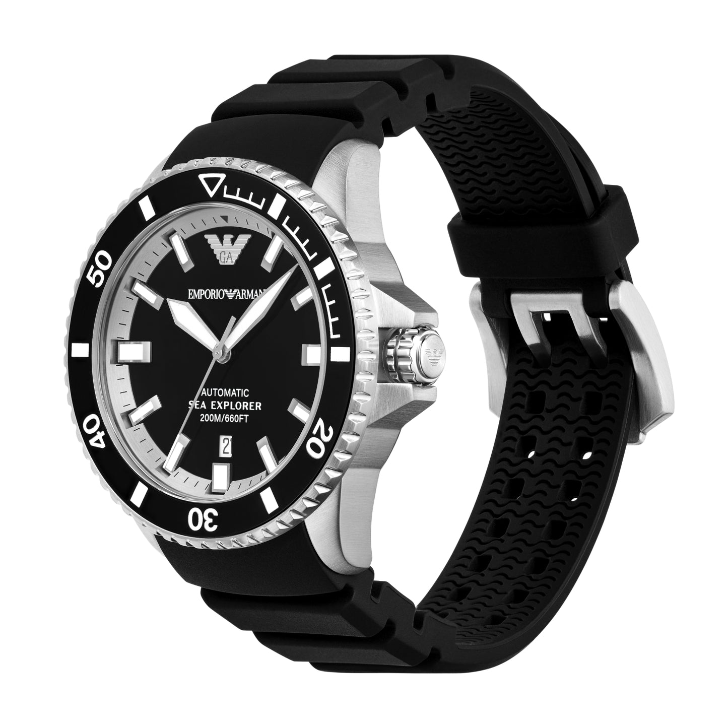 Emporio Armani 42mm Sea Explorer Black & Silicone Strap Watch