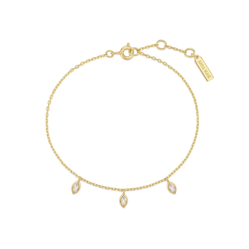 Ania Haie Yellow Gold Plate CZ Triple Station Bracelet