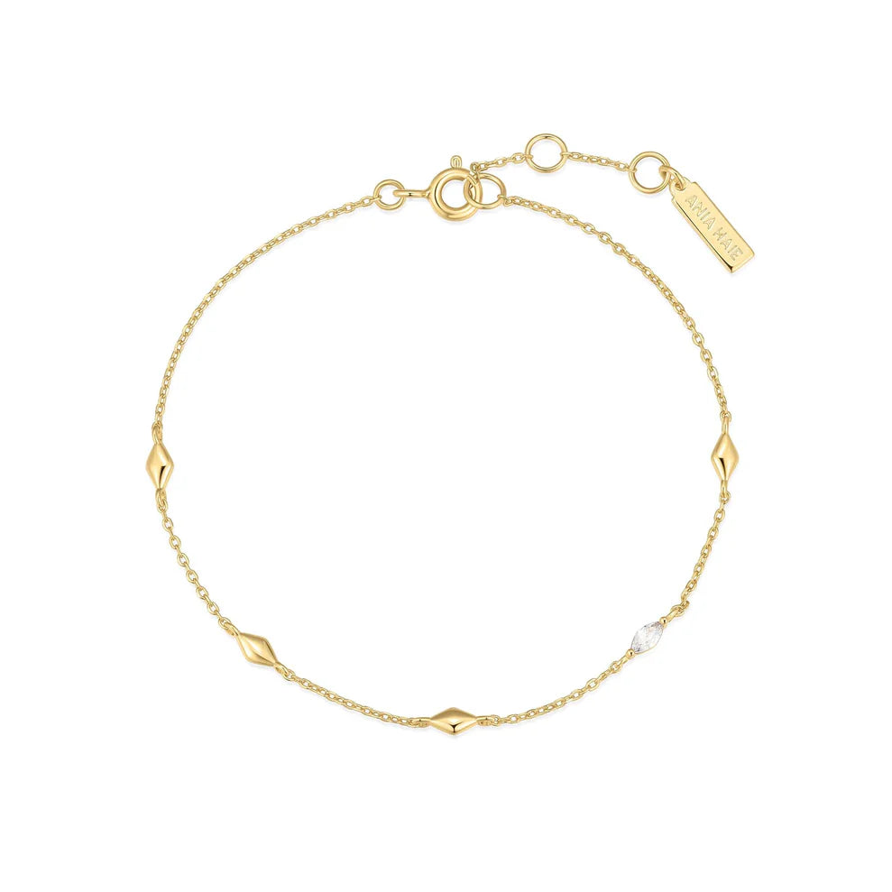 Ania Haie Yellow Gold Plate CZ Multi Rhombus Station Bracelet