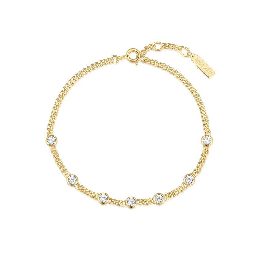 Ania Haie Yellow Gold Plate CZ Multi Station Curb Chain Bracelet