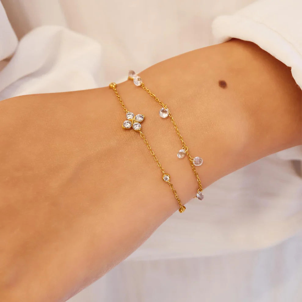 Ania Haie Yellow Gold Plate CZ Droplet Station Bracelet