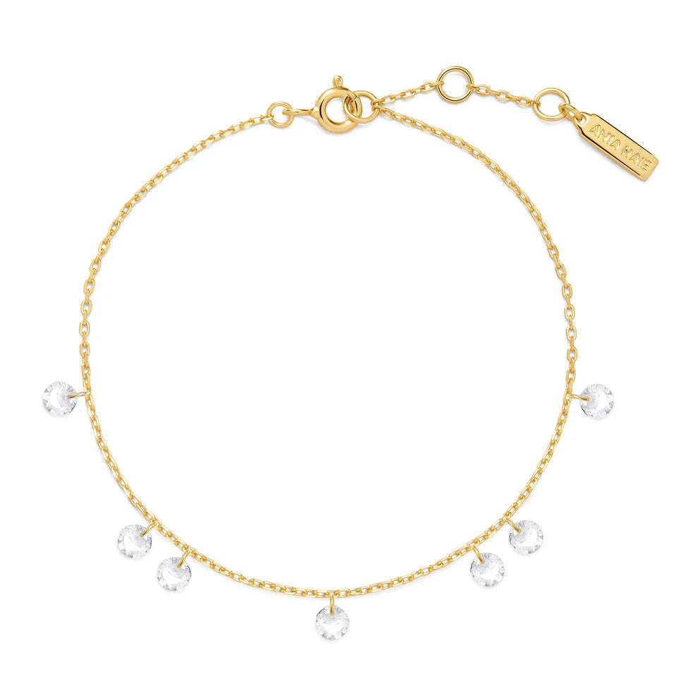 Ania Haie Yellow Gold Plate CZ Droplet Station Bracelet