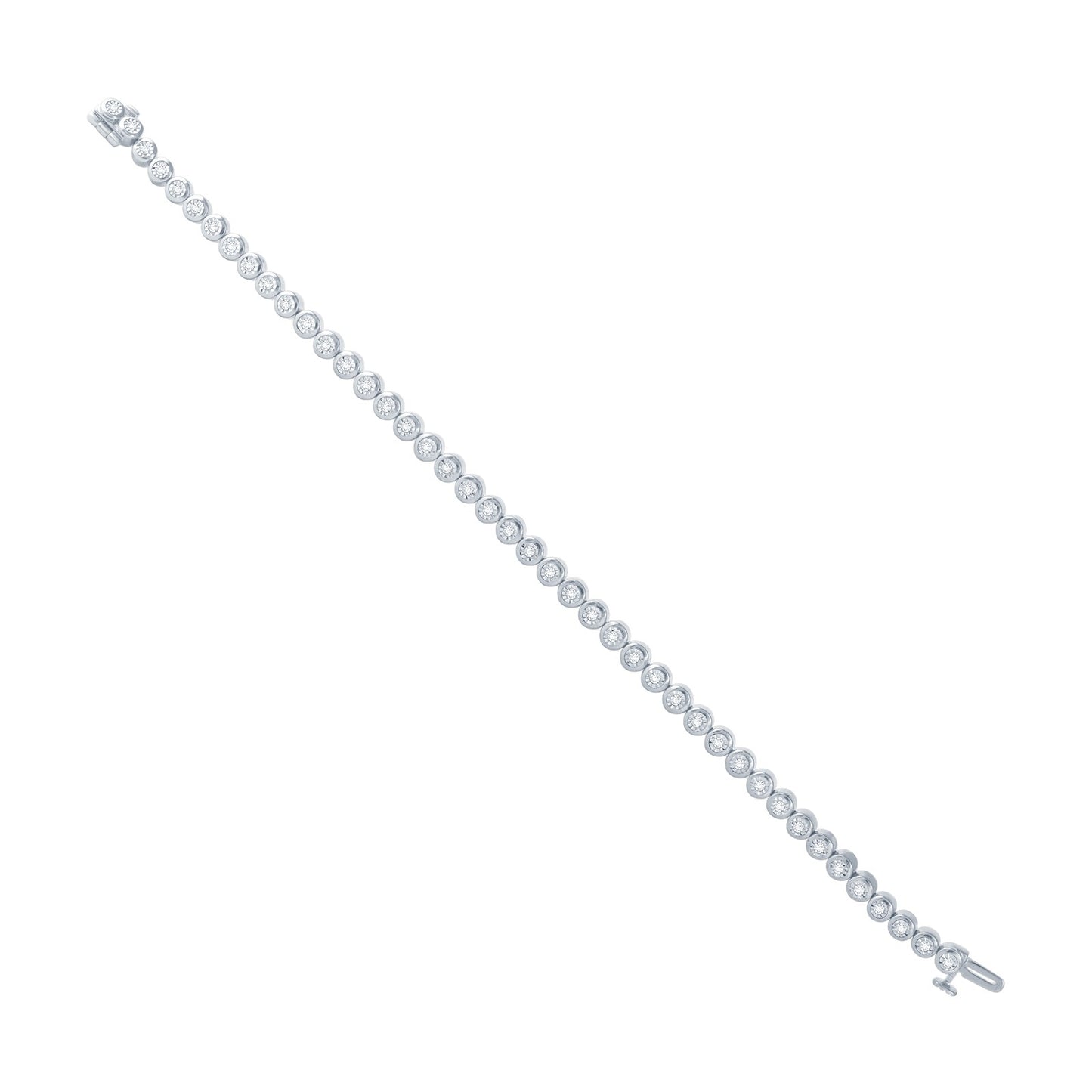 9ct White Gold Rub Over Diamond Line Bracelet,0.50ct