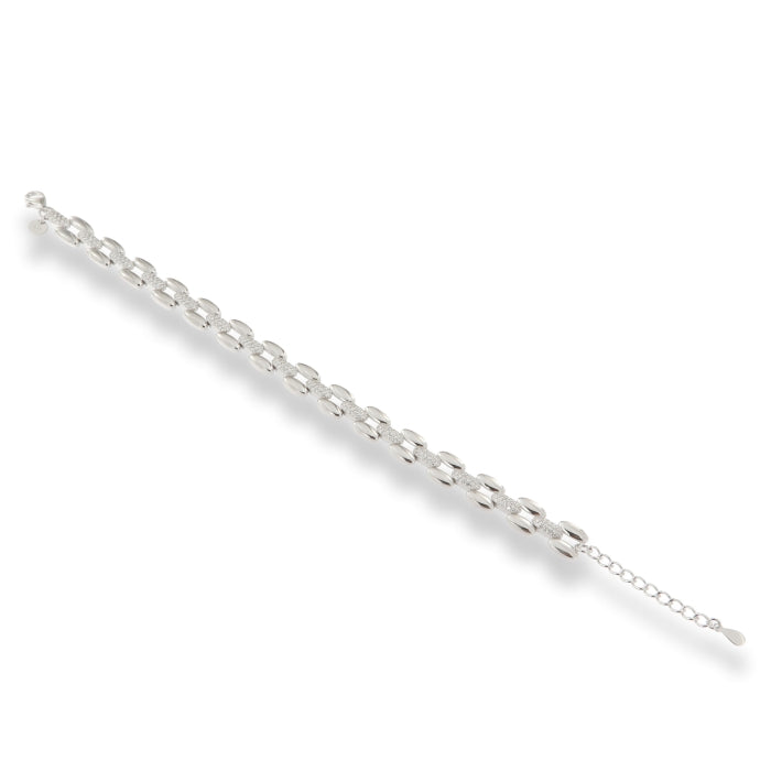 Sterling Silver CZ Link Gate Bracelet