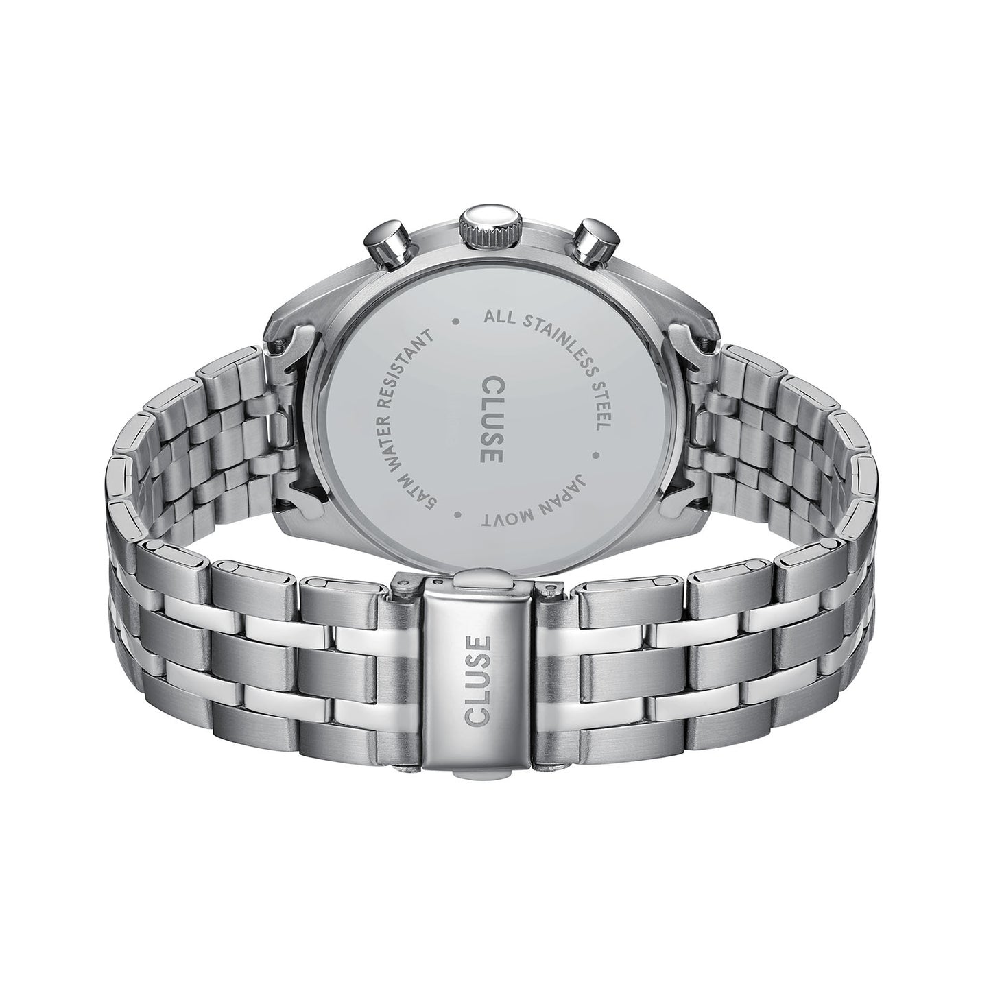 Cluse 41.5mm Aravis Blue & Rose Duel Time Date Window Steel Link Watch