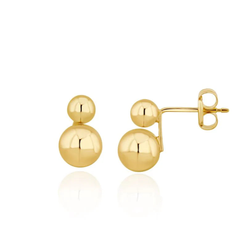 9ct Yellow Gold Double Ball Stud Earrings