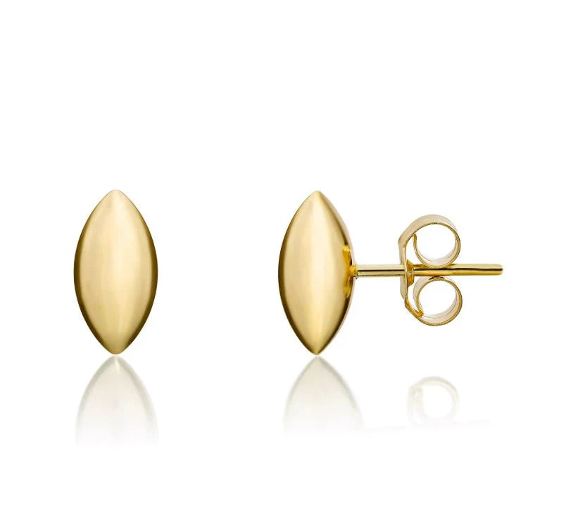 9ct Yellow Gold Polished Marquise Stud Earrings