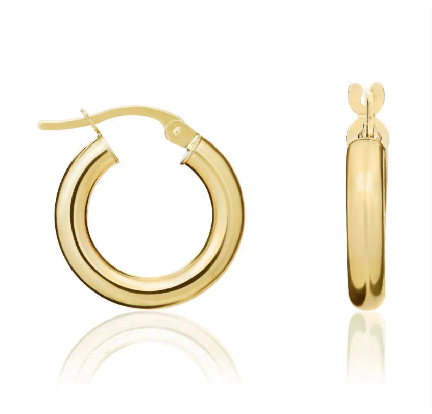 9ct Yellow Gold 16mm Round Hoop Earrings