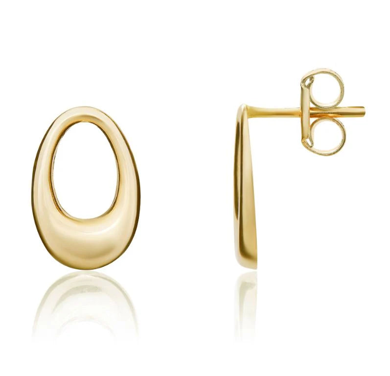 9ct Yellow Gold Open Oval Stud Earrings Gold Jewellery Jack
