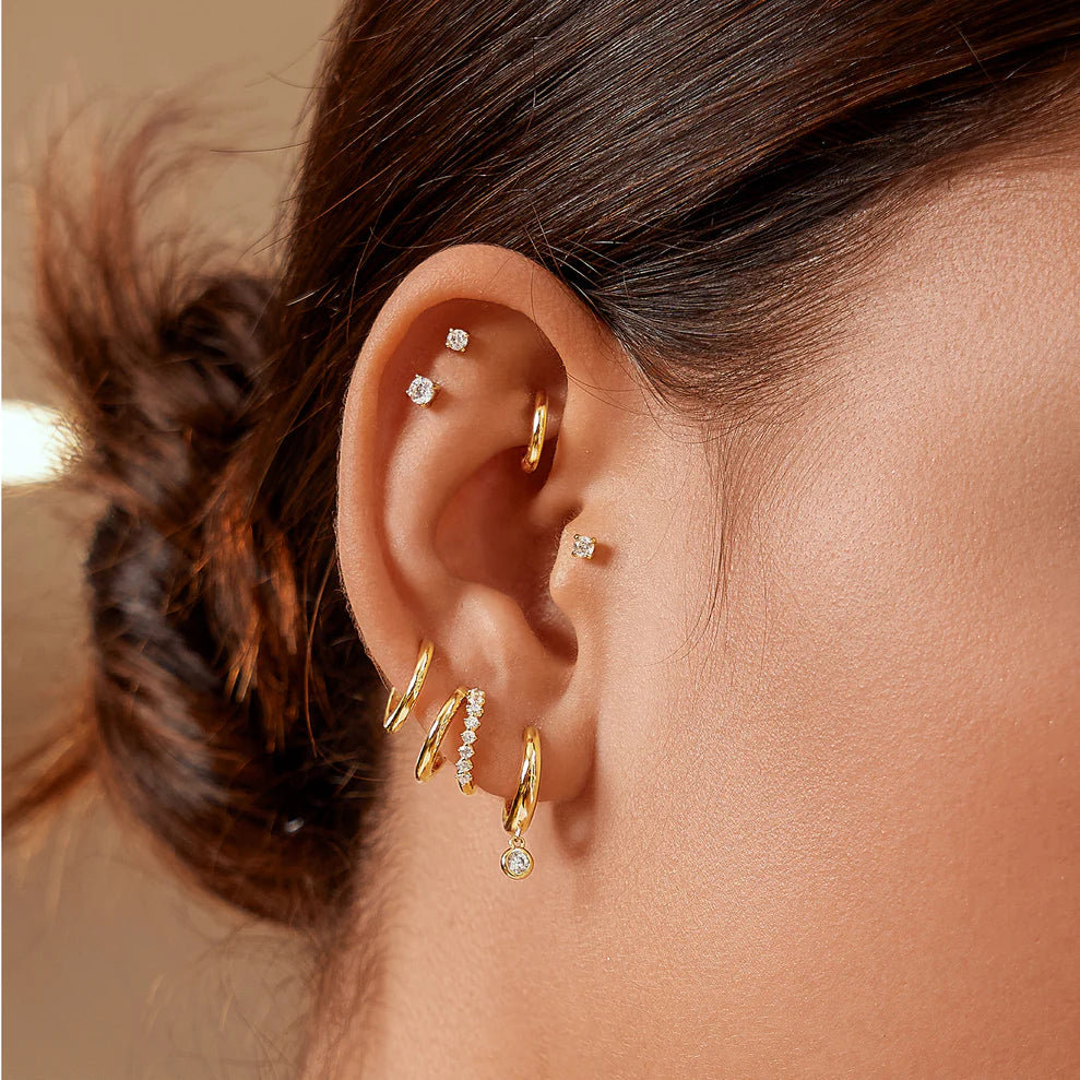 Ania Haie Gold Drop CZ Huggie Earrings