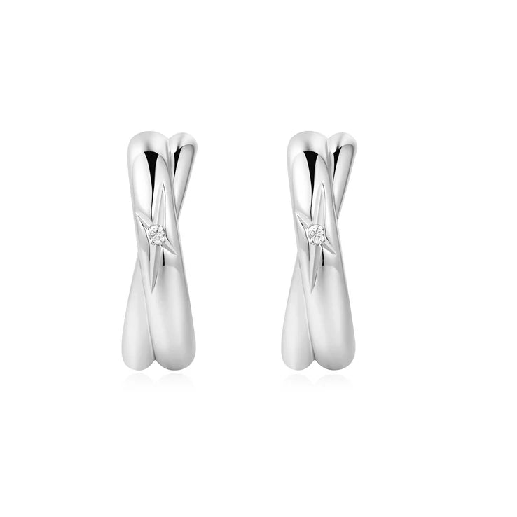Ania Haie Silver Cross Duo Huggies Earrings