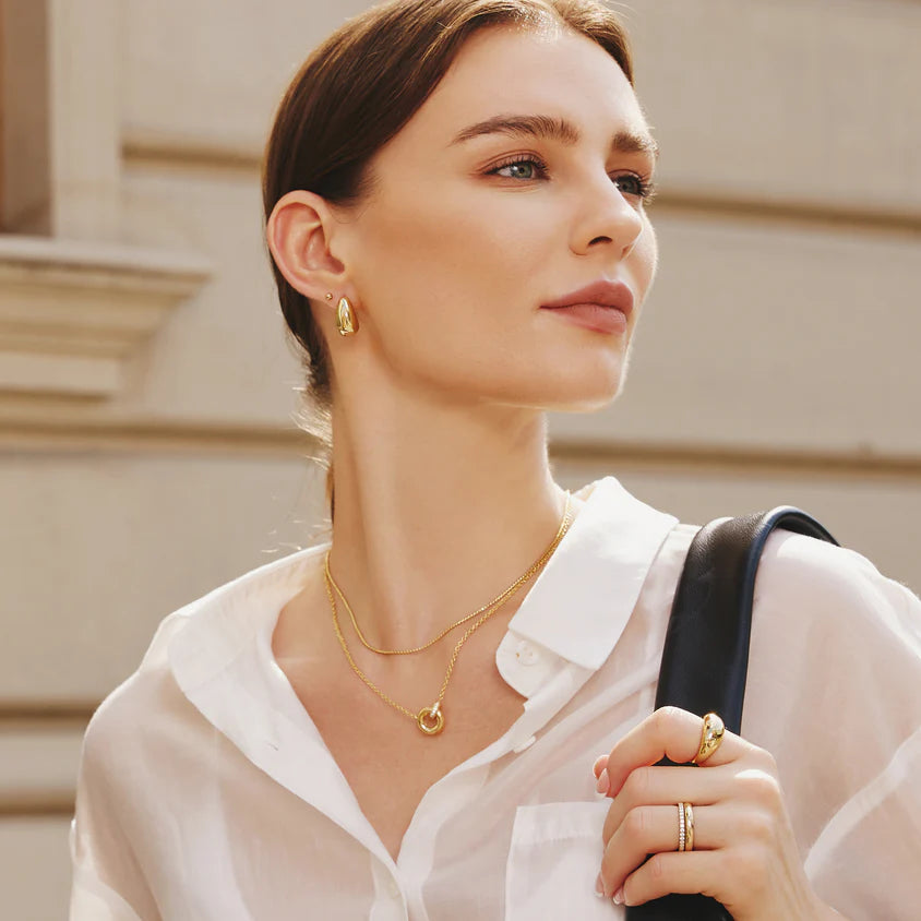 Ania Haie Gold Plated Bold Medium Dome Hoop Earrings