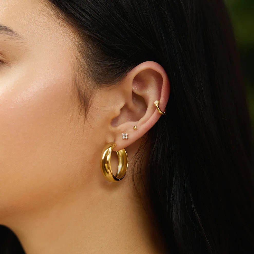 Ania Haie Gold Plate Four-Petal CZ Stud Earrings
