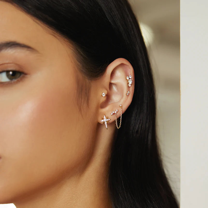 Ania Haie Yellow Gold Plated Pointed Star CZ Stud Earring