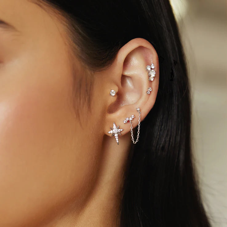 Ania Haie Sterling Silver Pointed Star CZ Stud Earring