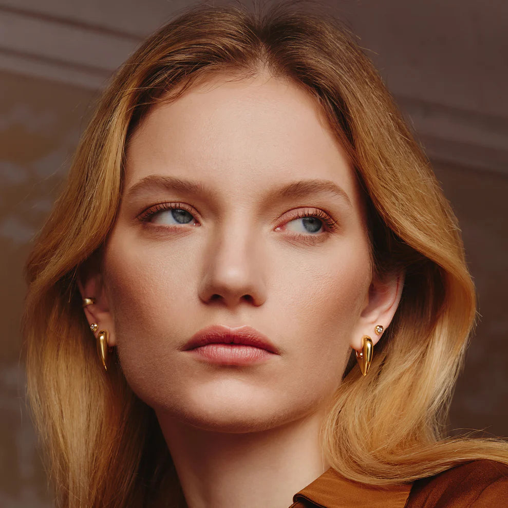 Ania Haie Gold Plate Tiger Eye Huggie Hoops