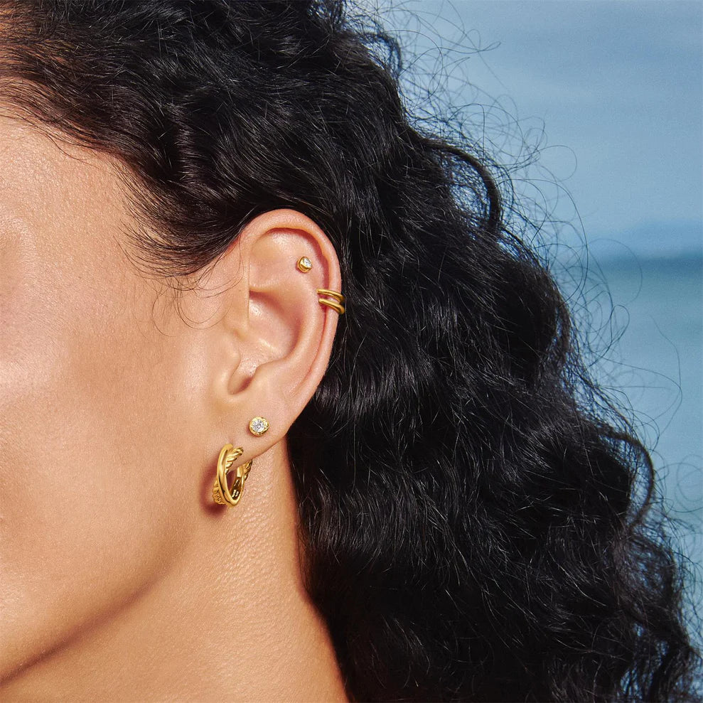 Ania Haie Gold Plate Entwined Dual Huggie Hoop Earrings