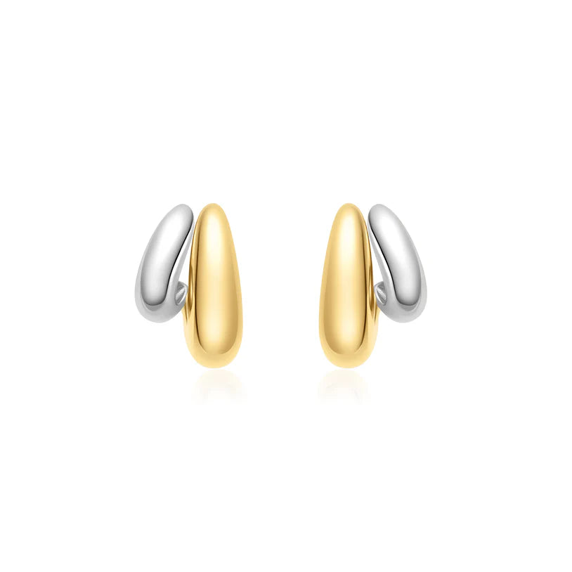 Ania Haie Two Tone Dome Stud Hoop Earrings