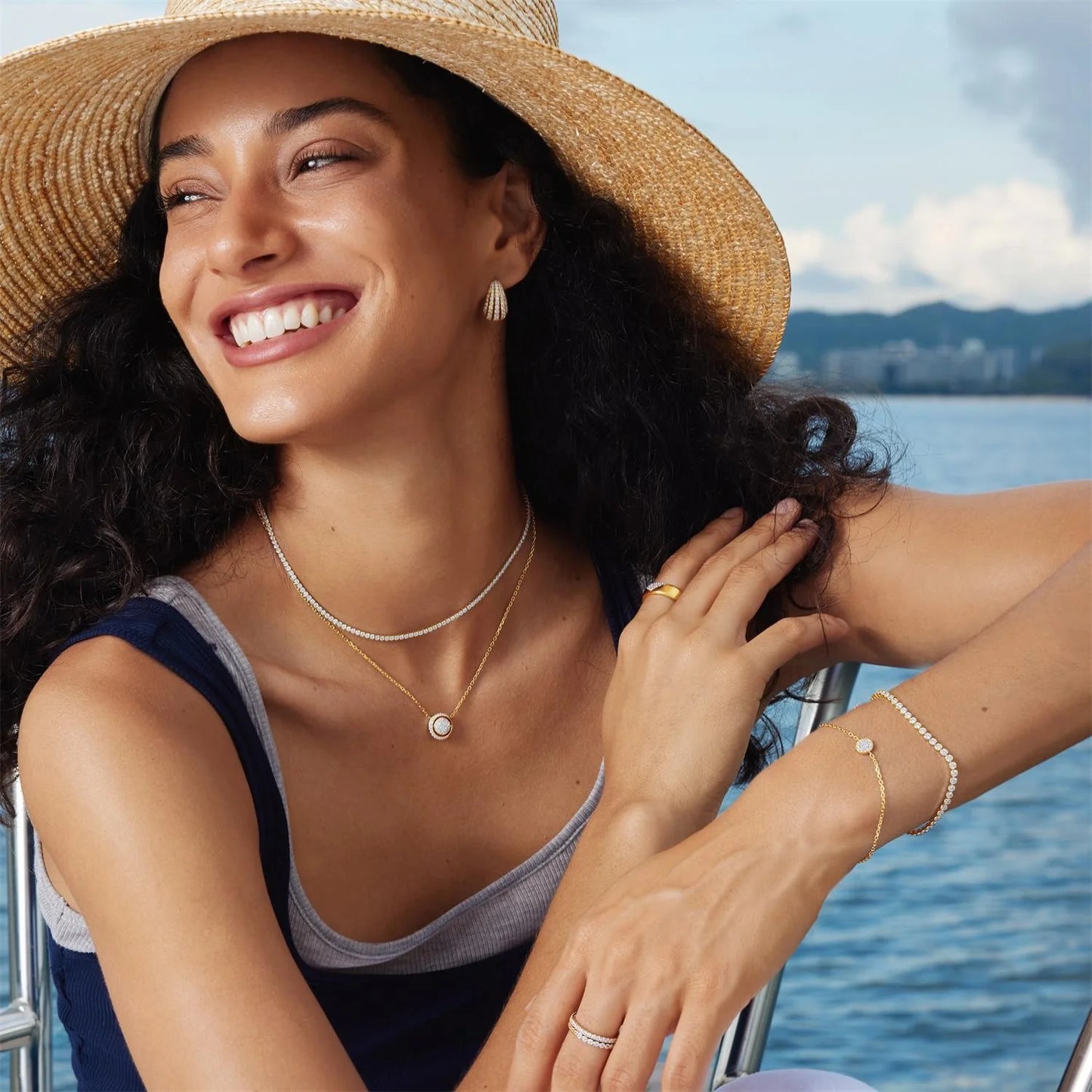 Ania Haie Yellow Gold Plate CZ Pavé Disc Bracelet