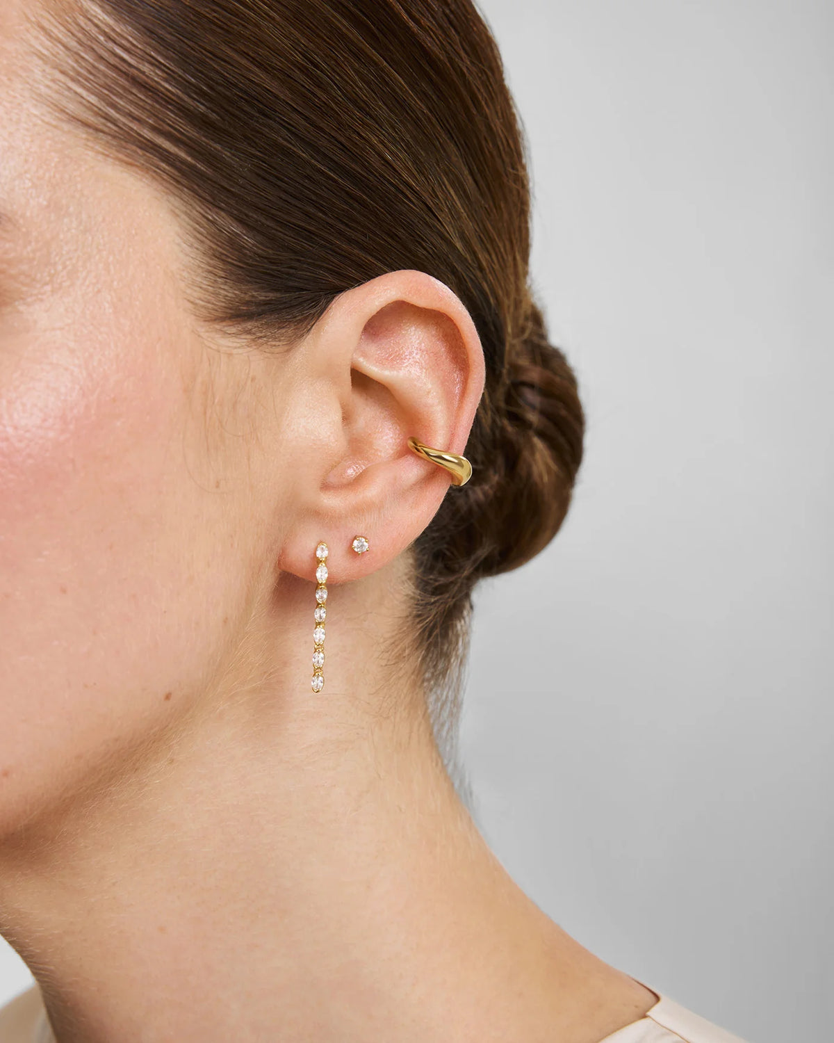Ania Haie Gold Plated CZ Five-Prong Sparkle Single Barbell Earring