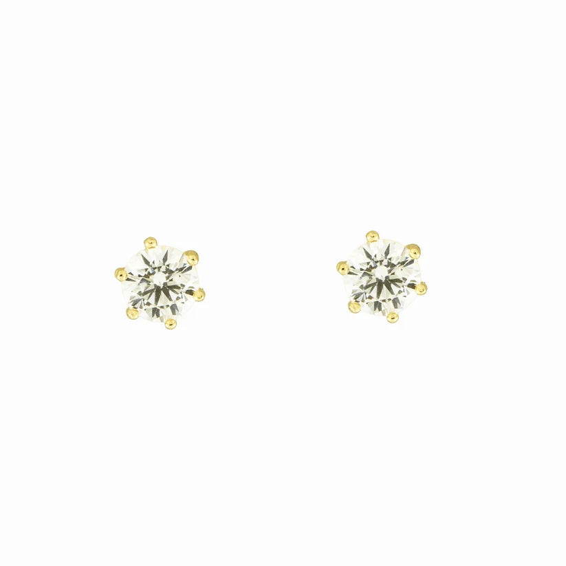 9ct Yellow Gold 4mm Claw Set CZ Stud Earrings