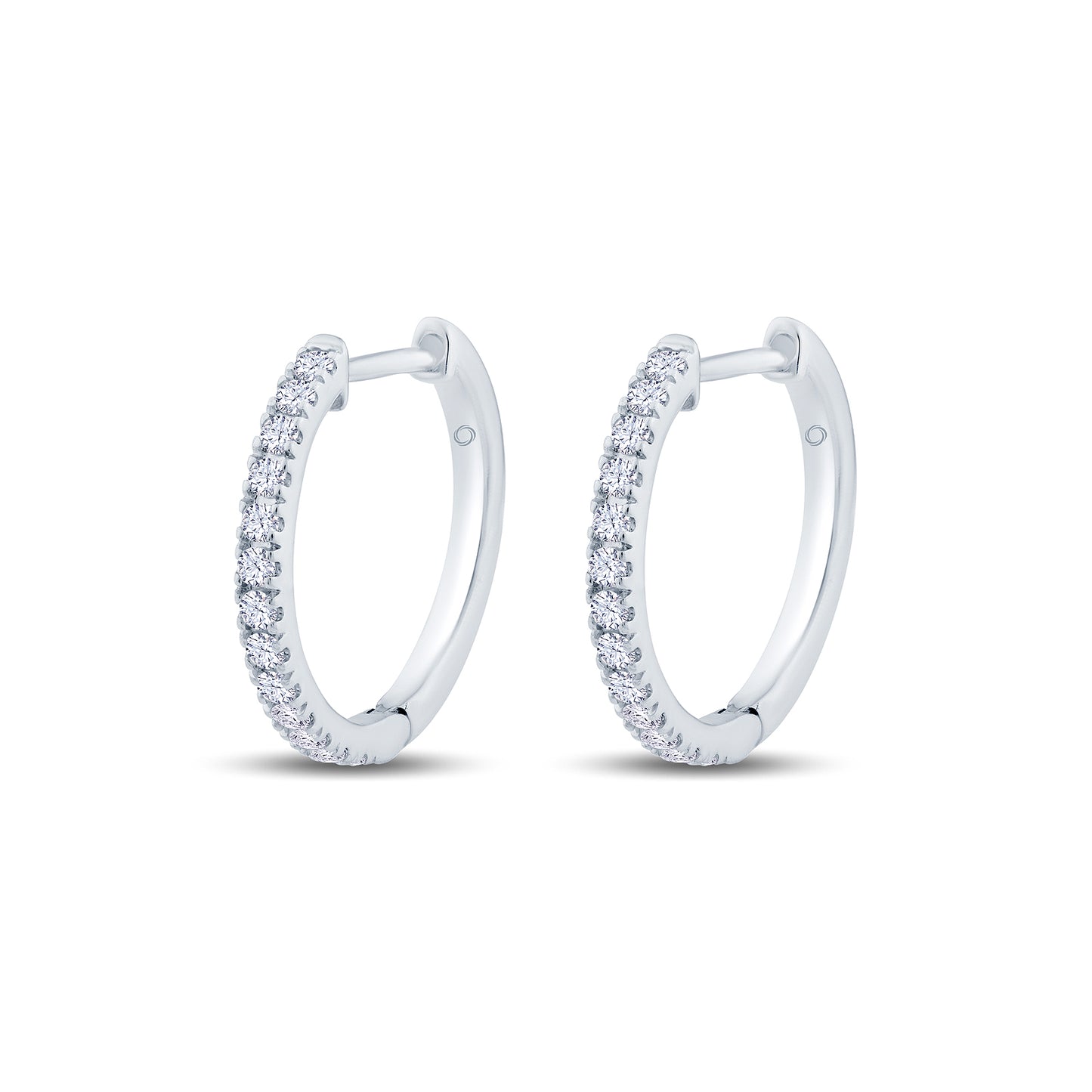9ct White Gold Diamond Huggie Hoop Earrings, 0.35ct