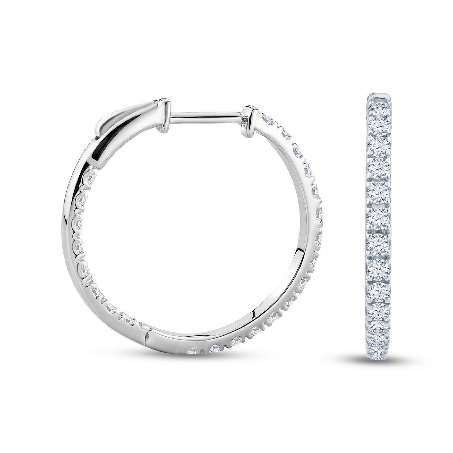 9ct White Gold Diamond Hoop Earrings, 0.76ct