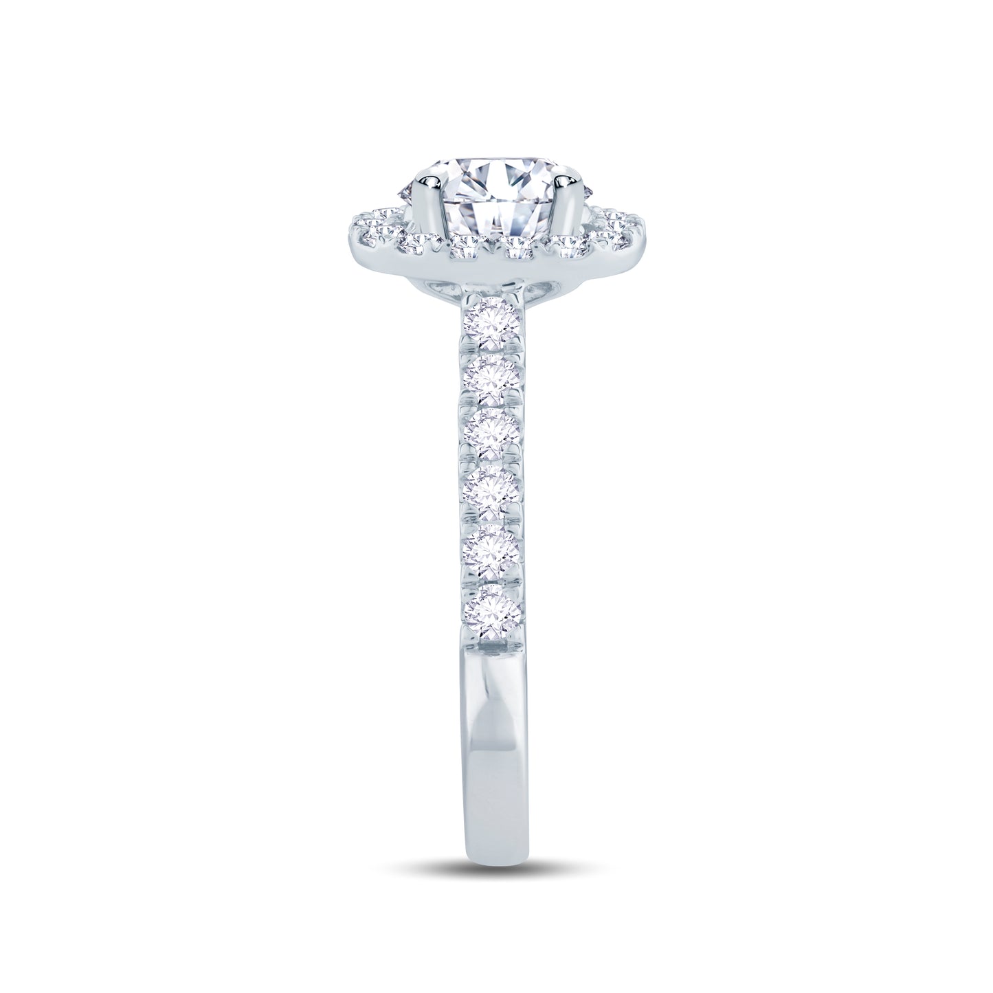 Platinum Oval, Halo & Shoulder Set Diamond Ring 0.86ct