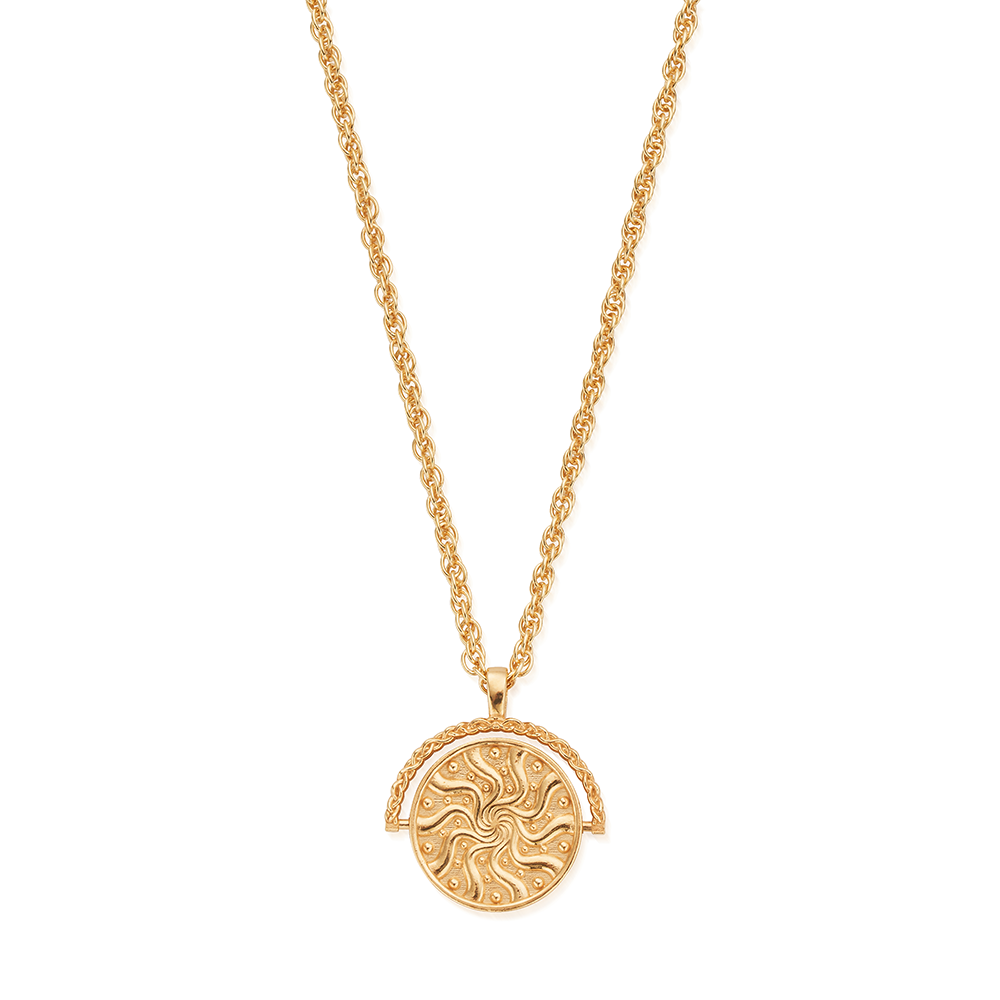 ChloBo Yellow Gold Plated Renewal Sun Spinner Necklace