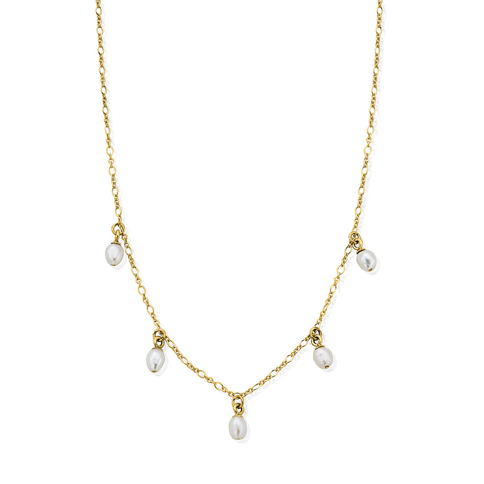 ChloBo Gold Plated Freshwater Pearl Drop Necklace