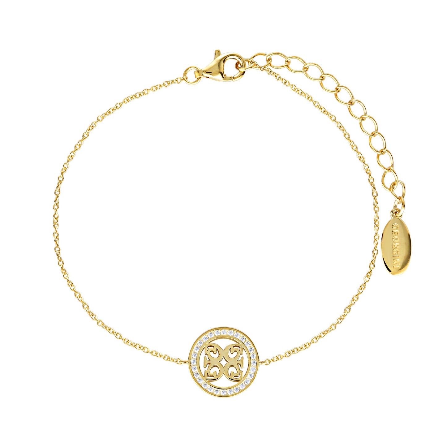 Sterling Silver Yellow Gold Plated Signature Medallion Bracelet