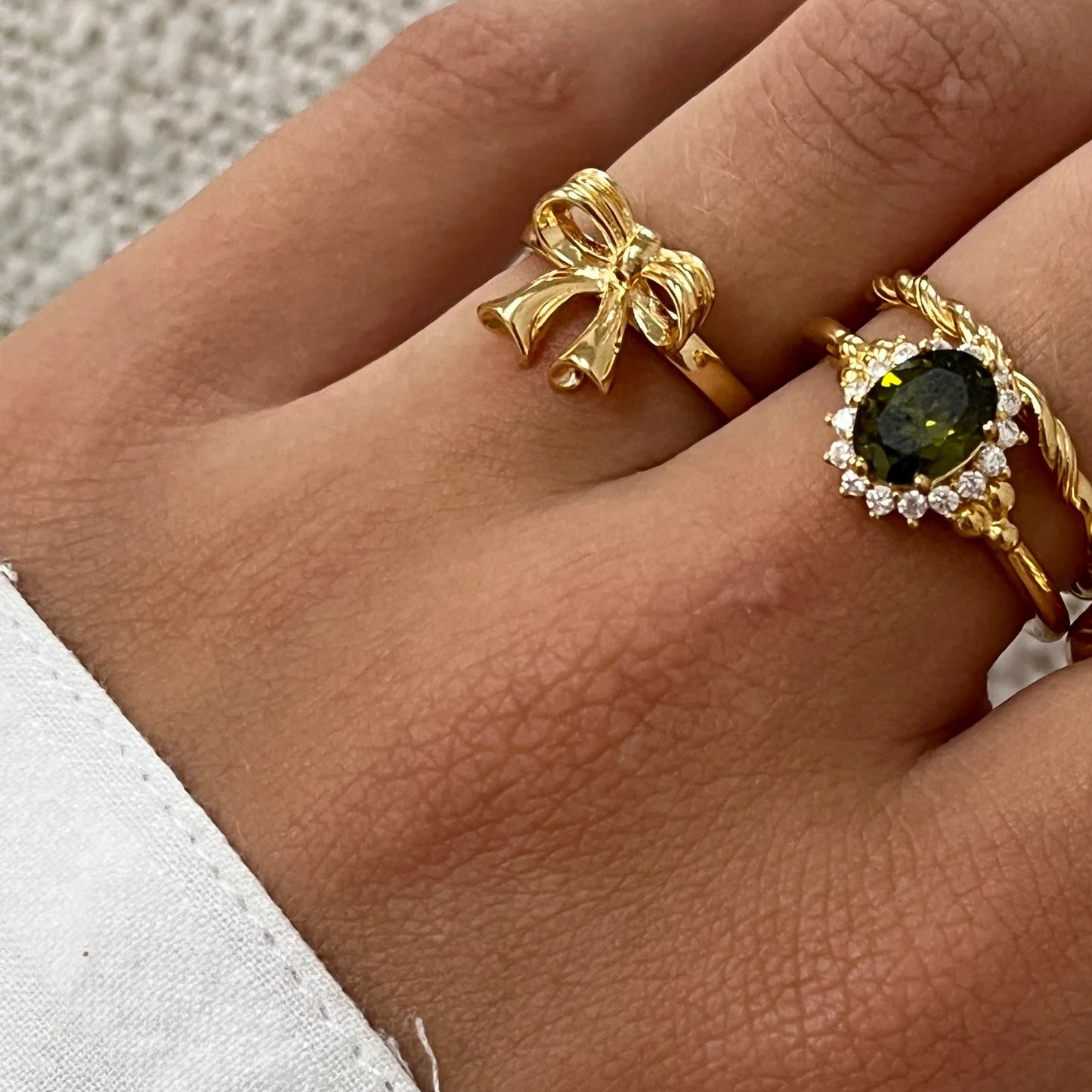 Sterling Silver Yellow Gold Plated Small Bow Ring - Size N