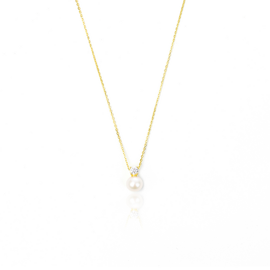 Georgini Yellow Gold Plated CZ Pearl Necklace