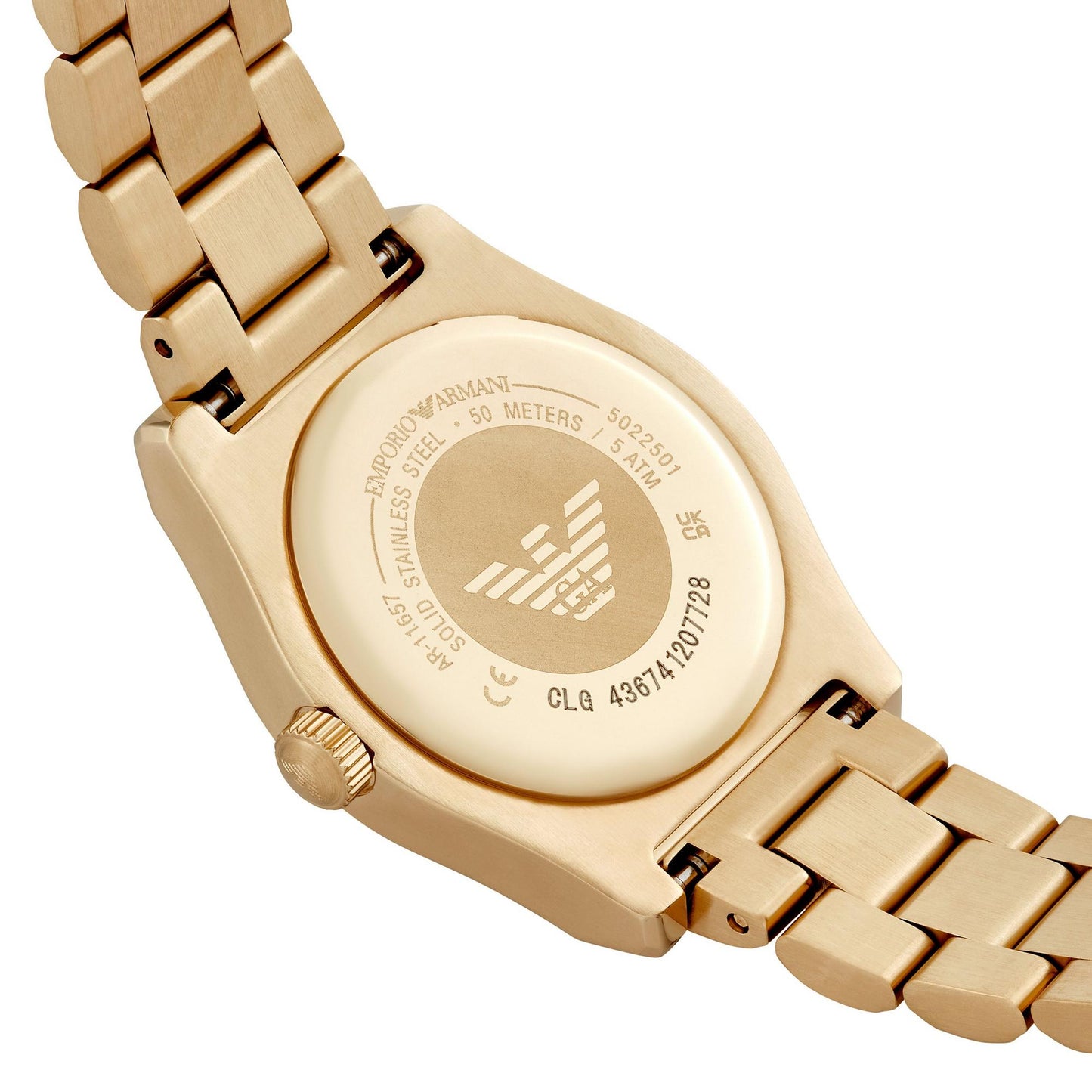 Emporio Armani 32mm Federica Gold Tone Mother of Pearl Link Watch