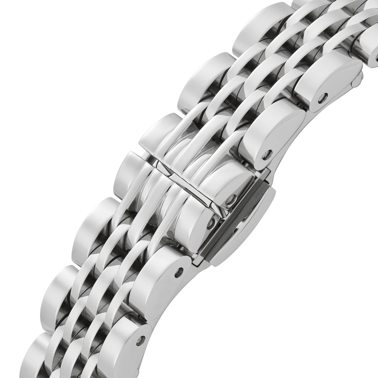 Emporio Armani 28mm Gianni T-Bar Silver Tone Mother of Pearl Dial Link Watch