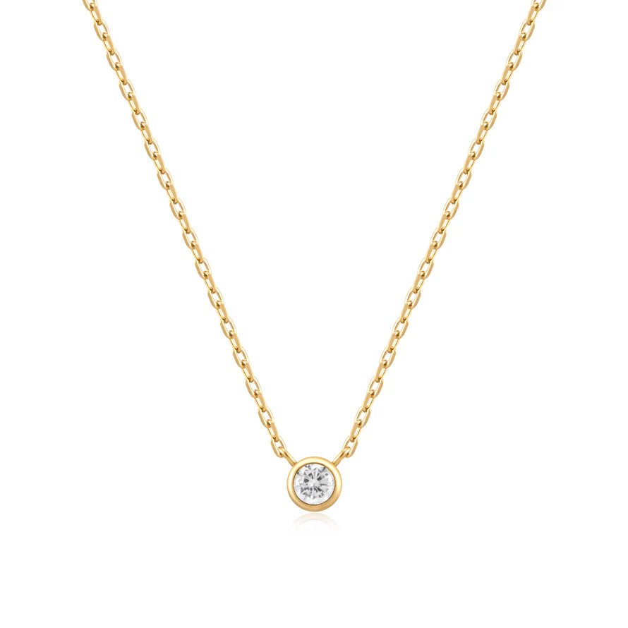 Ania Haie Yellow Gold Plate Round Solitaire CZ Necklace